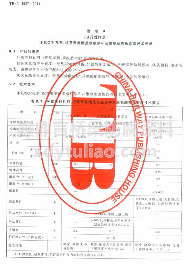 TB/T 1527-2011�h���ׄ������S�۰����w�����ͻҾ۰����w�����Ἴ�gҪ��